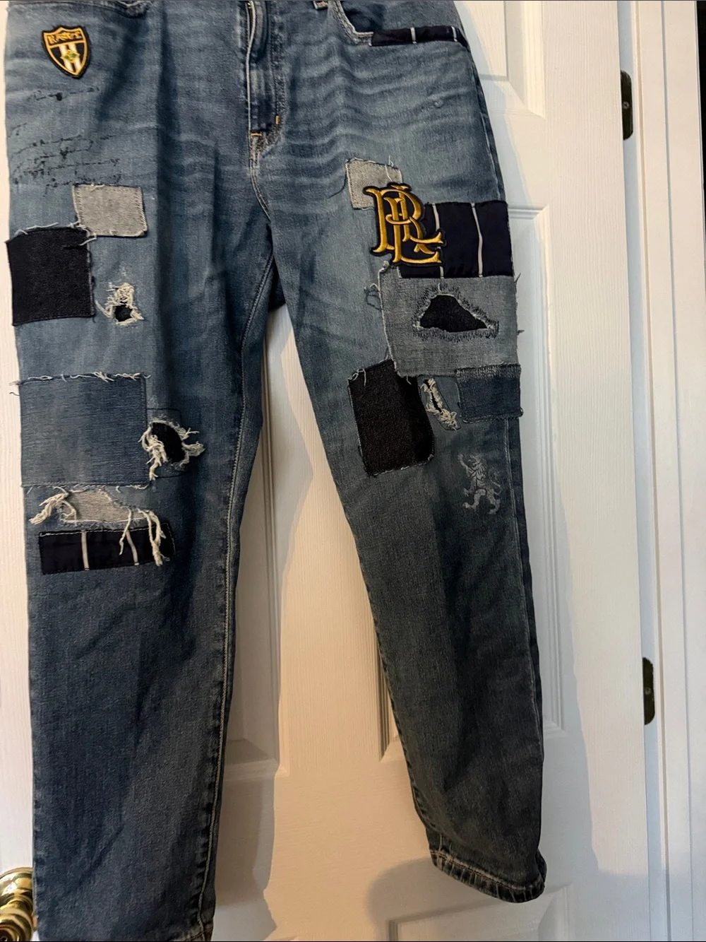Lauren Ralph Lauren Women's Blue Patchwork Boot Cut Jeans Size 12 - Picture 3 of 7